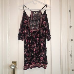 Floral cold shoulder dress